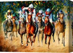 Leonid Afremov Canvas Paintings - Horse Race by Leonid Afremov