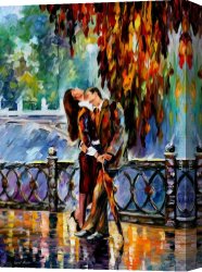 Leonid Afremov Canvas Paintings - KISS AFTER THE RAIN by Leonid Afremov