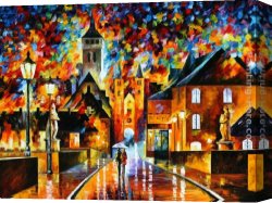 Leonid Afremov Canvas Paintings - NIGHT IN THE OLD CITY by Leonid Afremov