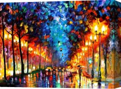 Leonid Afremov Canvas Paintings - OAKLAND RAIN by Leonid Afremov
