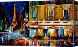 Cafe Canvas Paintings - Paris Recruitment Cafe by Leonid Afremov