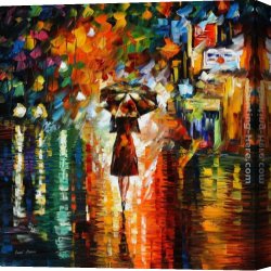 Leonid Afremov Canvas Paintings - RAIN PRINCESS by Leonid Afremov