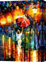 Leonid Afremov Canvas Paintings - RED UMBRELLA by Leonid Afremov