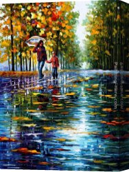 October Stroll Canvas Paintings - STROLL IN A AUTUMN PARK by Leonid Afremov