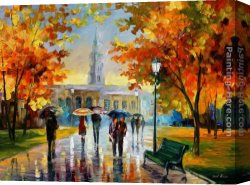 October Stroll Canvas Paintings - STROLL IN AN OCTOBER PARK by Leonid Afremov