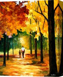 October Stroll Canvas Paintings - STROLL IN THE FOREST by Leonid Afremov