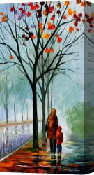 October Stroll Canvas Paintings - STROLL WITH MAMA by Leonid Afremov