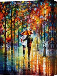 Red Circles II Canvas Paintings - UNDER THE RED UMBRELLA by Leonid Afremov