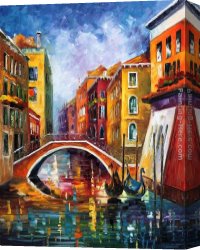 Venice Canvas Paintings - VENICE BRIDGE by Leonid Afremov