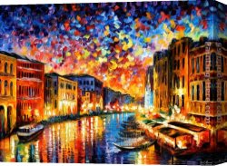 Leonid Afremov Canvas Paintings - VENICE - GRAND CANAL by Leonid Afremov