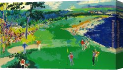 Neiman Canvas Paintings - 18th at Pebble Beach by Leroy Neiman