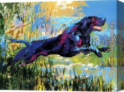 Neiman Canvas Paintings - Black Labrador by Leroy Neiman