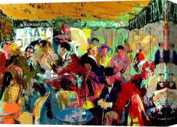 Cafe Canvas Paintings - Cafe Rive Gauche by Leroy Neiman