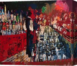 Anna at The Bar Canvas Paintings - Chicago Key Club Bar by Leroy Neiman