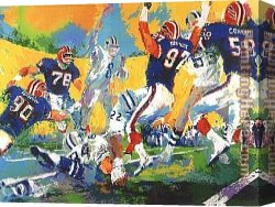 Cowboy Singing Canvas Paintings - Cowboys Bills Superbowl by Leroy Neiman