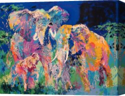 Family Canvas Paintings - Elephant Family by Leroy Neiman