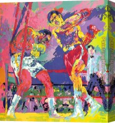 Ali Foreman Zaire Canvas Paintings - Frazier Foreman Jamaica by Leroy Neiman
