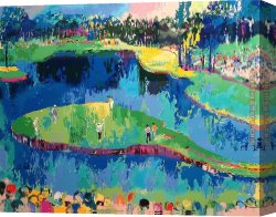 Island, Canvas Paintings - Island Hole at Sawgrass by Leroy Neiman