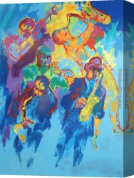 Jazz on The Square Canvas Paintings - Jazz Horns by Leroy Neiman