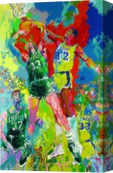 Magic Moments Canvas Paintings - Magic Johnson by Leroy Neiman