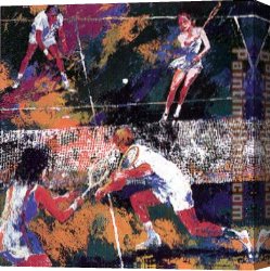 Double Roosters Canvas Paintings - Mixed Doubles by Leroy Neiman