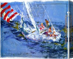 Neiman Canvas Paintings - Nantucket Sailing by Leroy Neiman