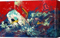 Sky in Honfleur Canvas Paintings - Red Sky Moby Dick Suite by Leroy Neiman