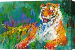 Cattle And Sheep Resting Canvas Paintings - Resting Tiger by Leroy Neiman