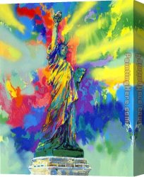 Statue Canvas Paintings - Statue of Liberty by Leroy Neiman