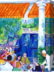 Central Canvas Paintings - The Boathouse, Central Park by Leroy Neiman