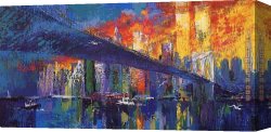 Neiman Canvas Paintings - The Brooklyn Bridge by Leroy Neiman