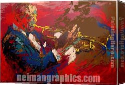 Jazz on The Square Canvas Paintings - the jazz player by Leroy Neiman