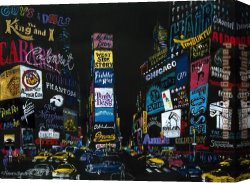 Neiman Canvas Paintings - The Lights of Broadway by Leroy Neiman