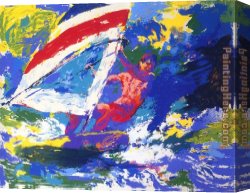 Wind Canvas Paintings - Wind Surfing by Leroy Neiman
