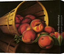 Basket Canvas Paintings - Basket of Peaches by Levi Wells Prentice