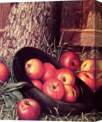 Still Life with Apples And Pomegranate Canvas Paintings - Still Life of Apples in a Hat by Levi Wells Prentice