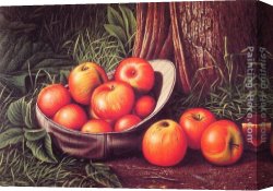 Still Life with Apples And Pomegranate Canvas Paintings - Still Life with Apples in a New York Giants Cap by Levi Wells Prentice