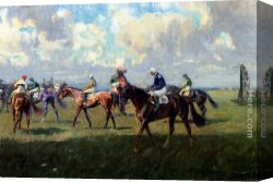 Perseus Frees Andromeda Canvas Paintings - Lord Woolavington's Montrose And Lord Derby's Highlander At The Start Of The Free Handicap At Newmarket, April 6, 1933 by Lionel Edwards