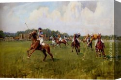 Playing Hide And Seek Canvas Paintings - Playing Polo At Cowdray Park, West Sussex by Lionel Edwards