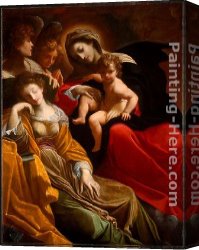 Carracci Canvas Paintings - The Dream of Saint Catherine of Alexandria by Lodovico Carracci