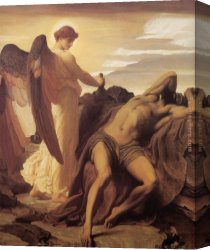 Edmund Blair Leighton Canvas Paintings - Elijah in the Wilderness by Lord Frederick Leighton