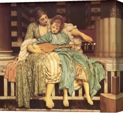 Edmund Blair Leighton Canvas Paintings - Leighton Music Lesson by Lord Frederick Leighton