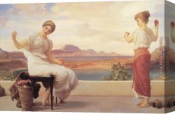 Lord Frederick Leighton Canvas Paintings - Leighton Winding the Skein by Lord Frederick Leighton