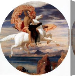 Edmund Blair Leighton Canvas Paintings - Perseus on Pegasus Hastening to the Rescue of Andromeda by Lord Frederick Leighton