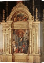 Lorenzo Costa Canvas Paintings - Madonna and Saints by Lorenzo Costa