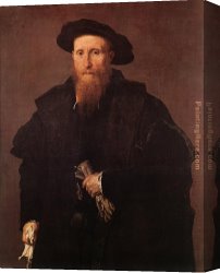 Gentleman Canvas Paintings - Gentleman with Gloves by Lorenzo Lotto