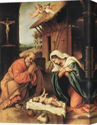 Nativity Canvas Paintings - Nativity by Lorenzo Lotto
