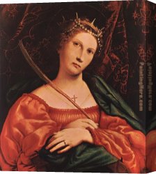 The Mystic Marriage of St Catherine Canvas Paintings - St Catherine of Alexandria by Lorenzo Lotto