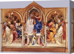 Monaco Canvas Paintings - Coronation of the Virgin and Adoring Saints by Lorenzo Monaco