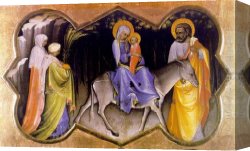 Monaco Canvas Paintings - The Flight into Egypt by Lorenzo Monaco